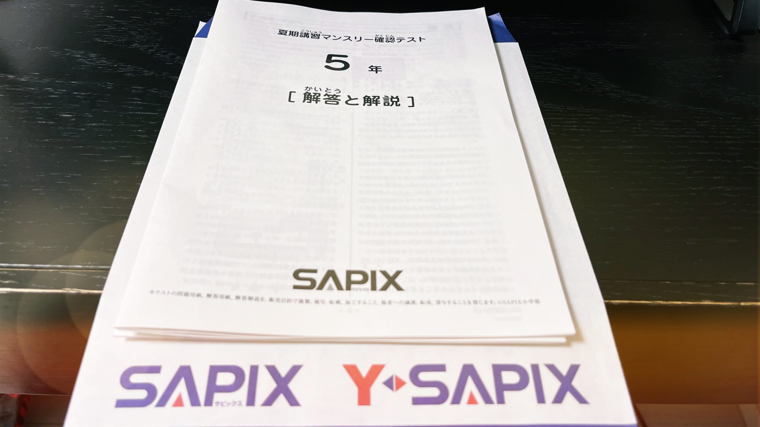 SAPIX五年生夏期講習マンスリー確認テストの第一印象(2023年8月) - 東 